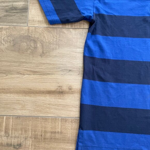 Polo Ralph Lauren Shirt Youth XL Blue & Black Stripe Rugby Collared Small Pony - Picture 4 of 12